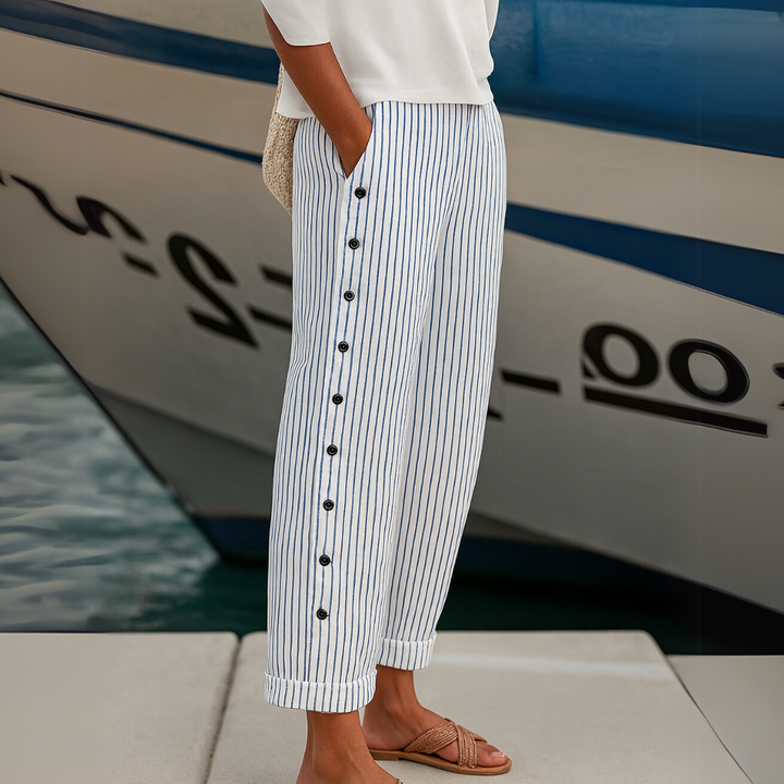 Diane - Striped Seabreeze Button-Up Trousers