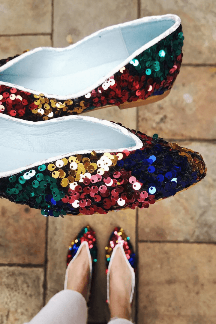 Multicoloured Slip-On Ballerinas with V-Neck [Pre-Order]