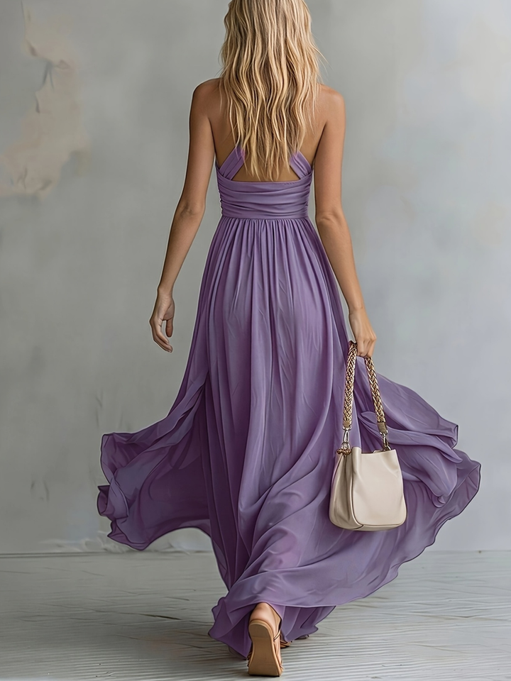 Wisteria | Chiffon Halter Maxi Dress