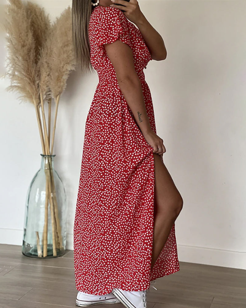 Tessa | Long Printed Dress with V-Neck