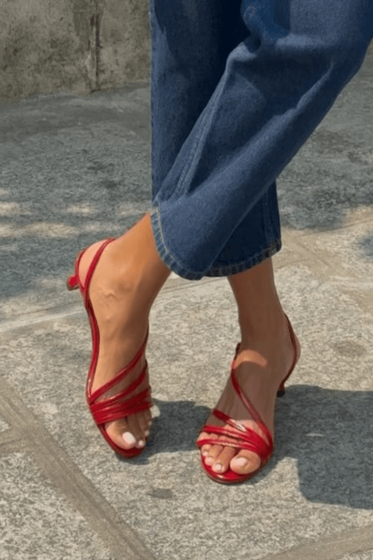 Metallic Open-Toe Sandals with Ankle Strap and Criss-Cross Straps