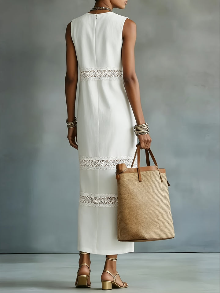 WY260310198 - Summer Sleeveless Long Dress for Women with Round Neck