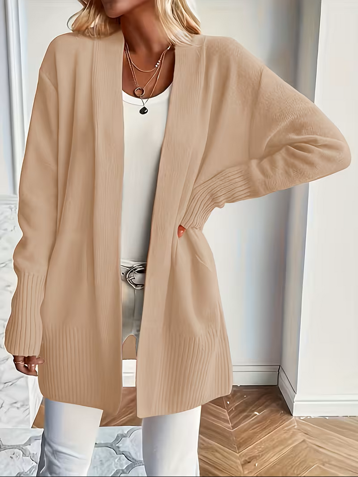 Anouk | Women's Open Front Cardigan Long Sleeve Ribbed Knit Pockets Casual