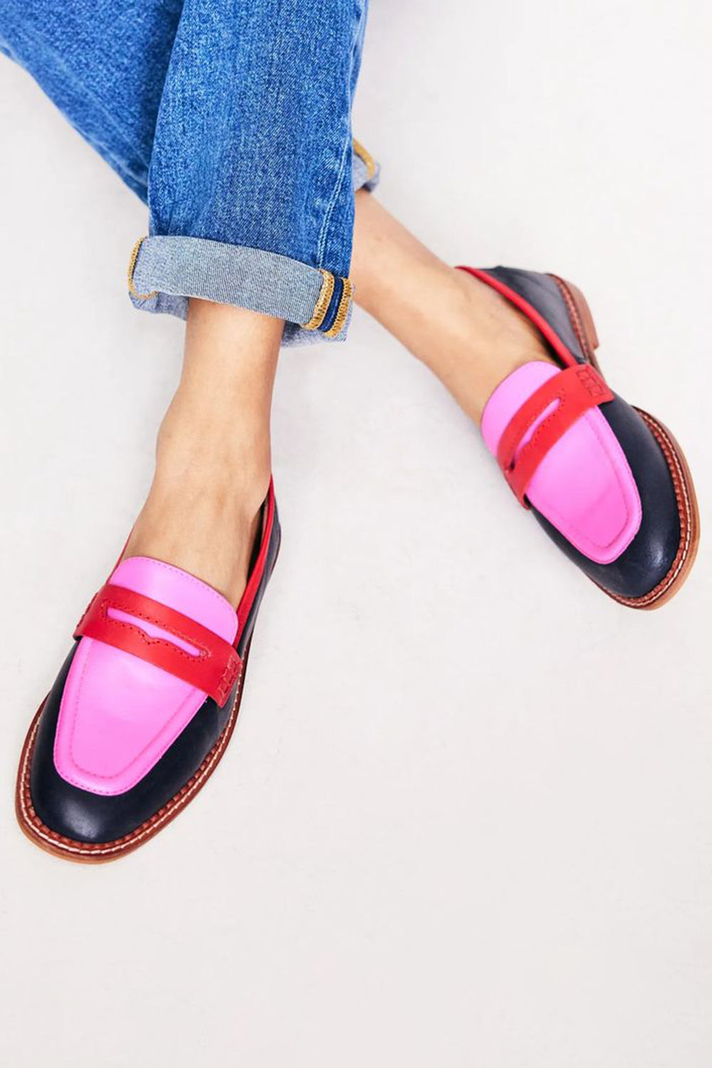 Lunessa | Black loafers with colourful accents
