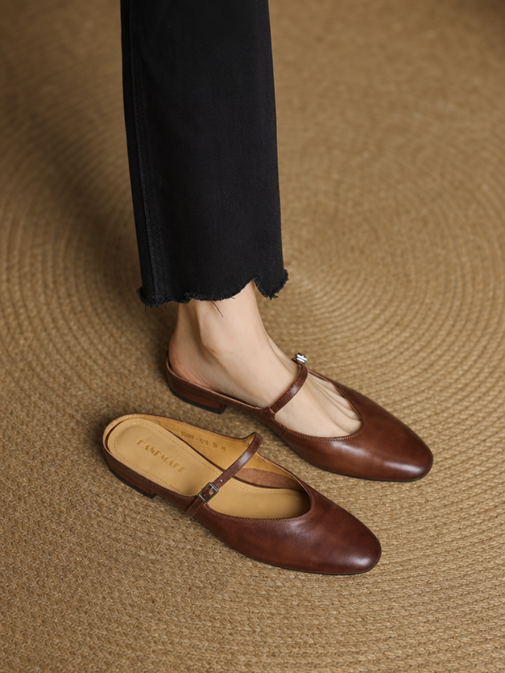Bianca | Mary Jane Mules with Almond Toe