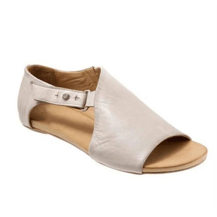 Asymmetric Cut-Out Peep Toe Sandals in Solid Colours with Strap and Buckle