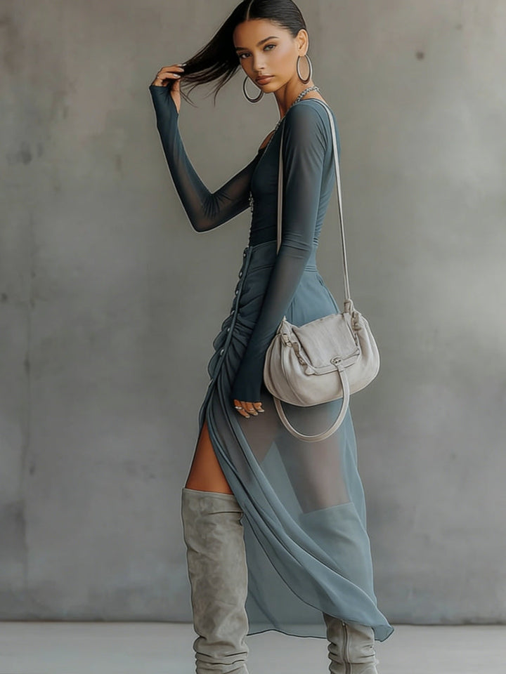 Asymmetrical Grey Set with Cut-Outs