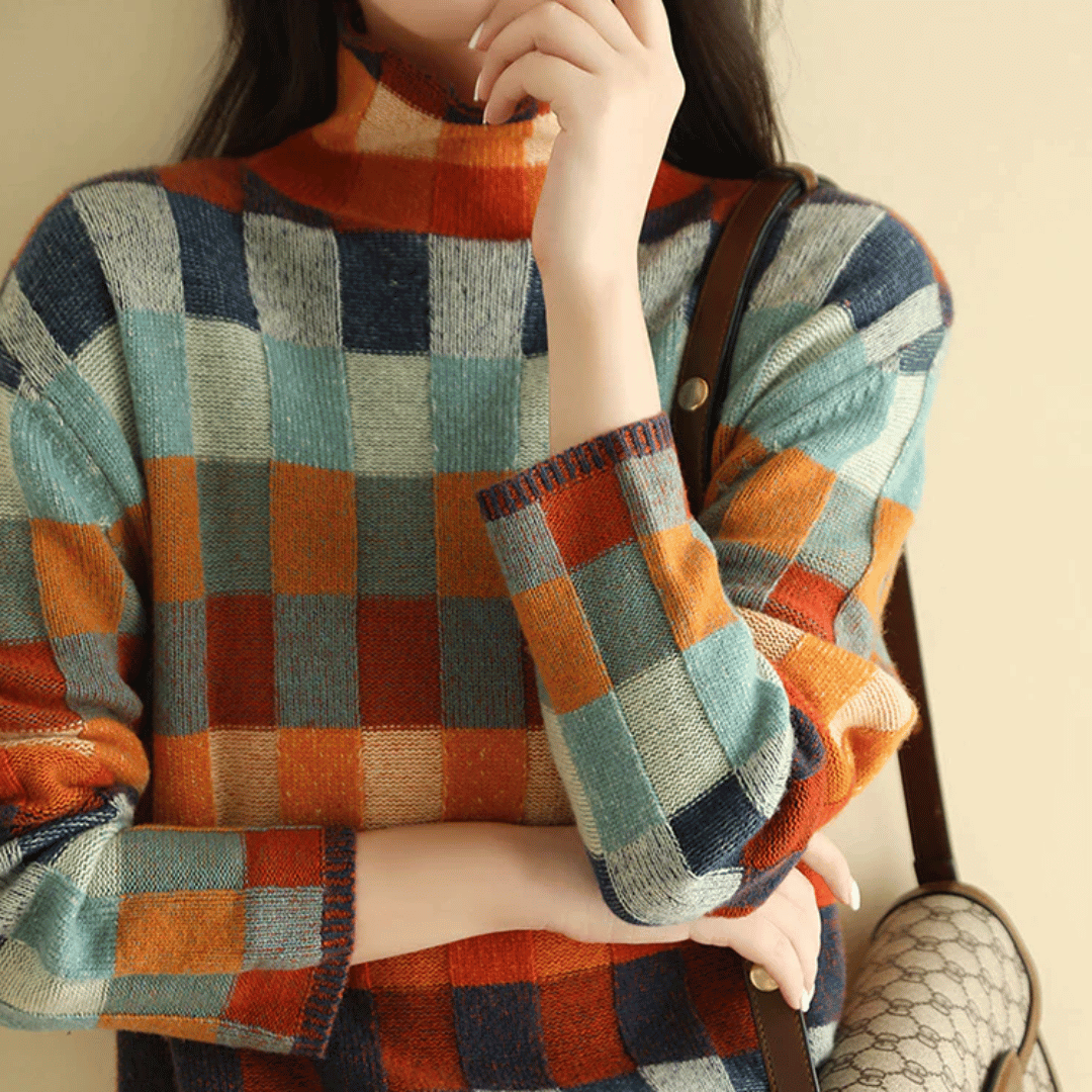 Ravelyn | Patchwork Turtleneck Sweater