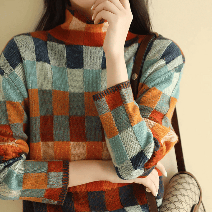 Ravelyn | Patchwork Turtleneck Sweater