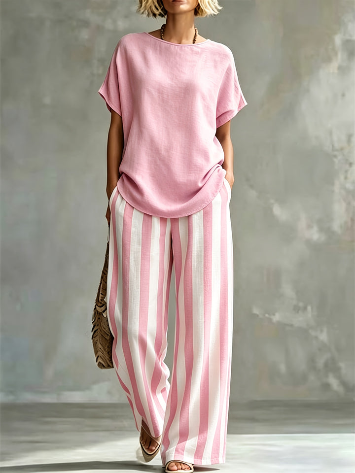 Marnie | Round Neck Linen-Look Set