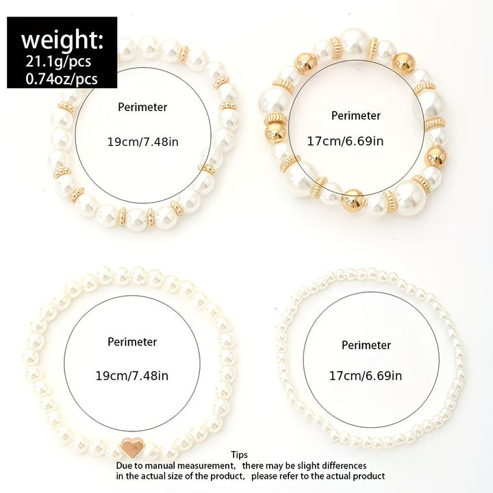 Pearl Stacking Bracelet Set of 4
