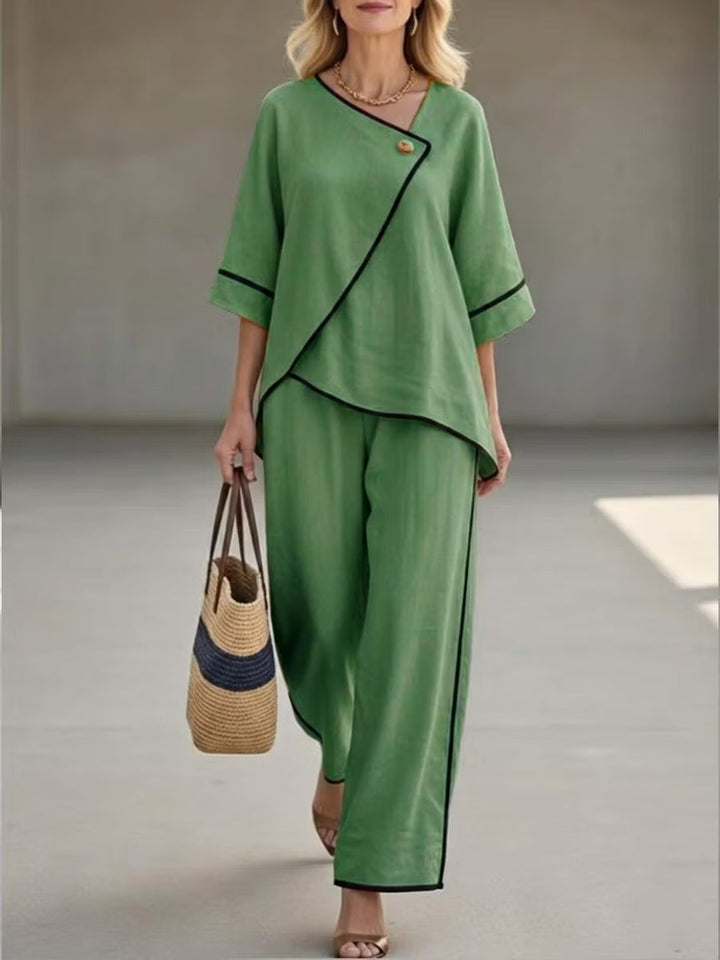 Sienna | Asymmetrical Linen Trousers Set