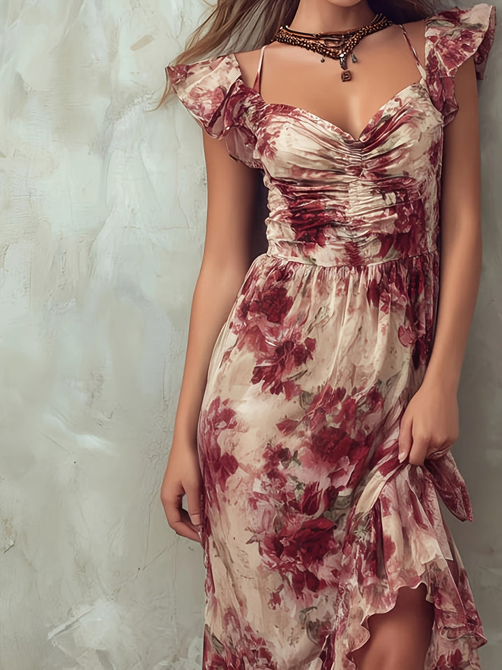 Genevieve | Floral Ruffle Wrap Maxi Dress