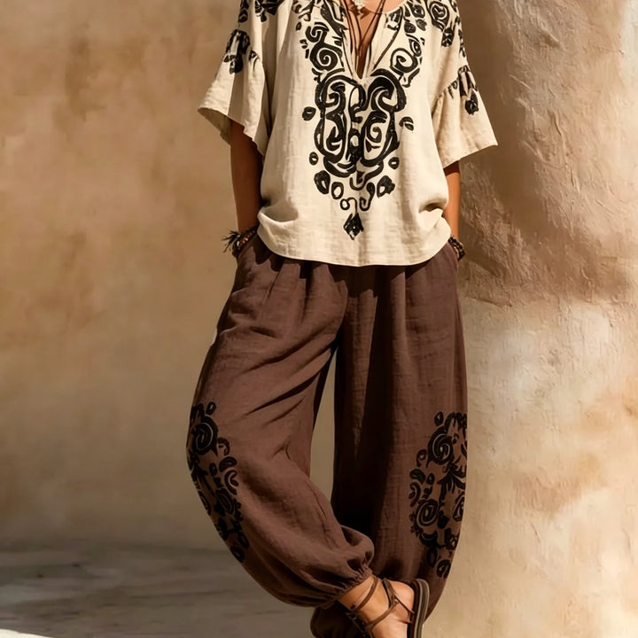 Wren | Ethnic Print Lantern Trouser Set