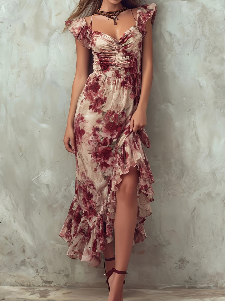 Genevieve | Floral Ruffle Wrap Maxi Dress