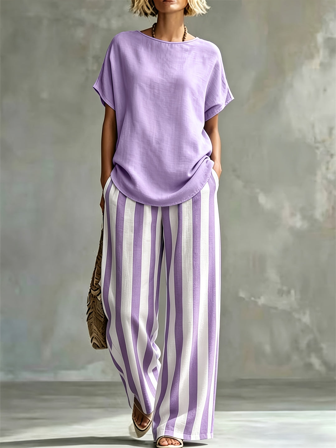 Marnie | Round Neck Linen-Look Set