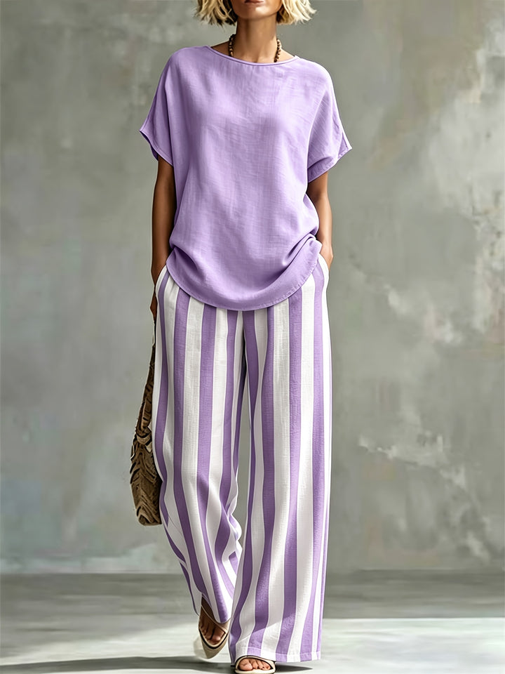 Marnie | Round Neck Linen-Look Set
