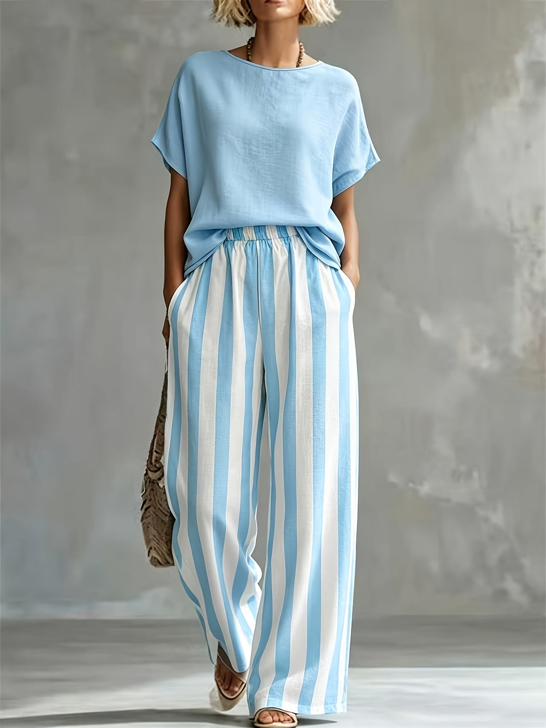 Marnie | Round Neck Linen-Look Set
