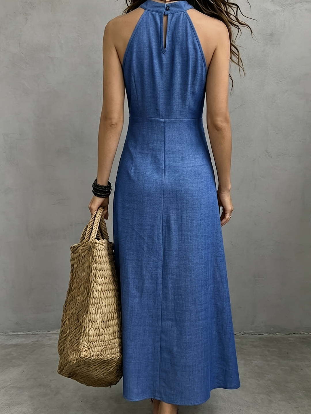 Marisol | Halter Waist-Defining Asymmetric Hem Dress