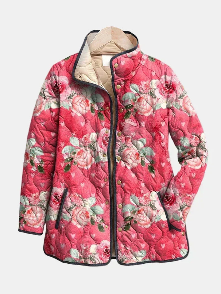DELACROIX | Padded Jacket with Powdered Roses Christine