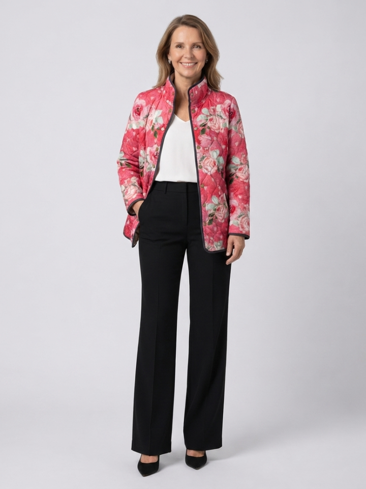 DELACROIX | Padded Jacket with Powdered Roses Christine