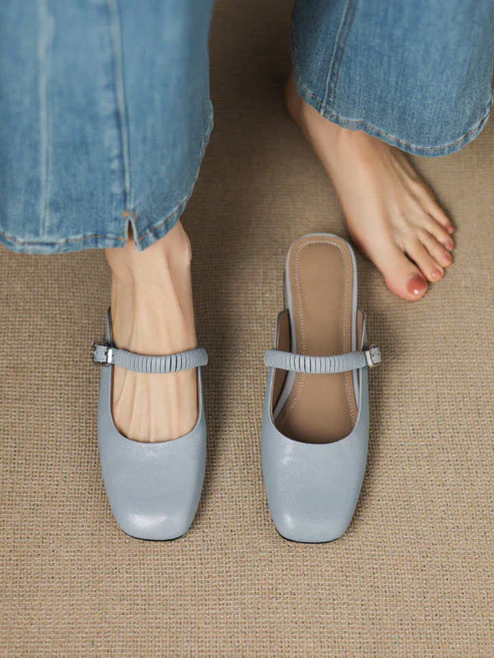 Laiza | Mary Jane Mules with Rounded Toe