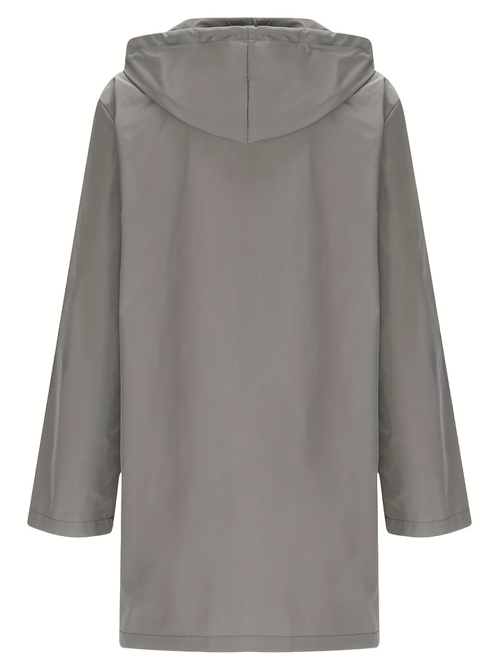 Grey hooded windproof parka coat with full sleeves and hood