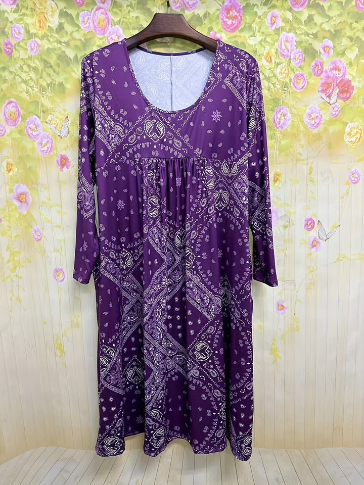 ELOWEN | CASUAL MIDI DRESS WITH LONG SLEEVES