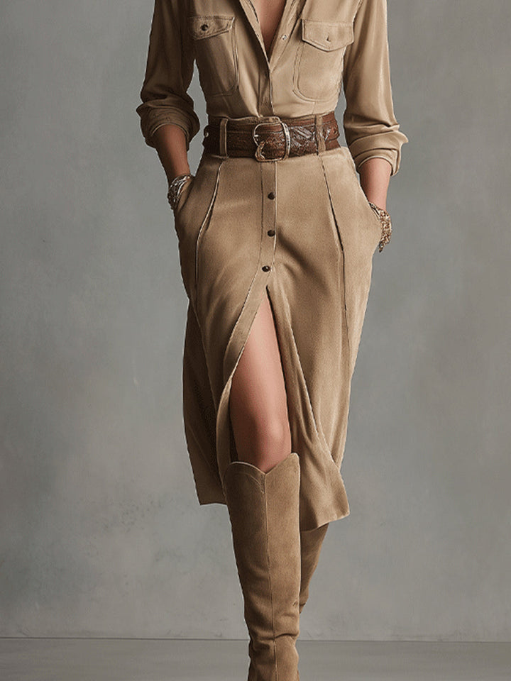 Delvara™ | Safari Midi Dress