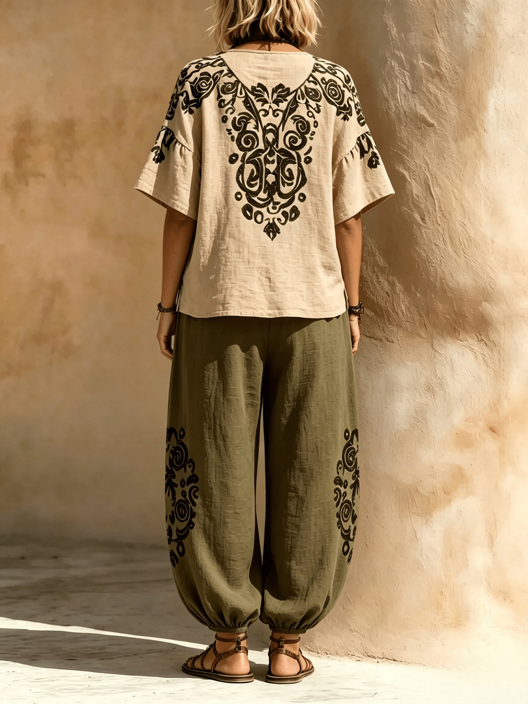Wren | Ethnic Print Lantern Trouser Set