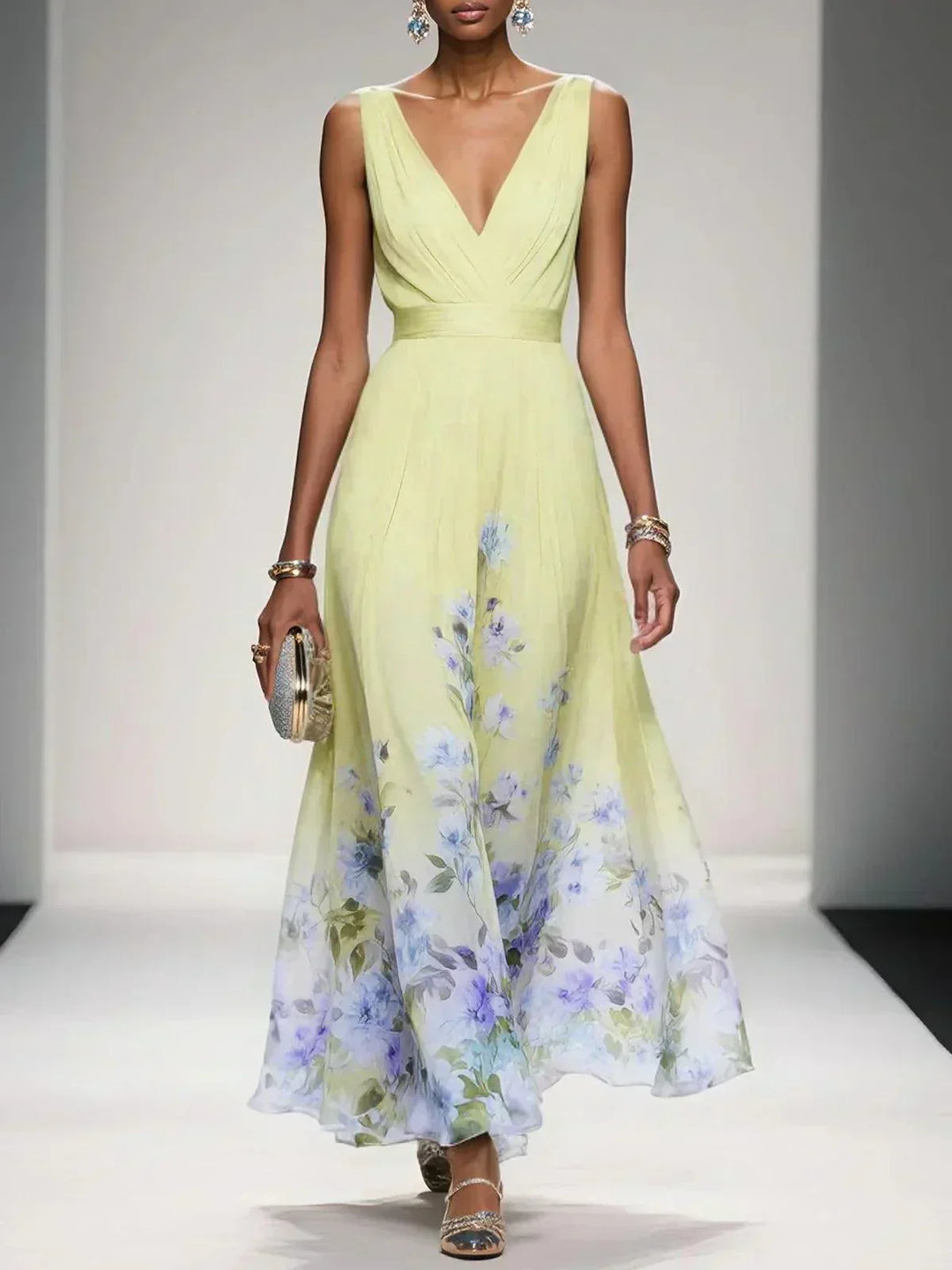 Gleamond | Floral Maxi Dress
