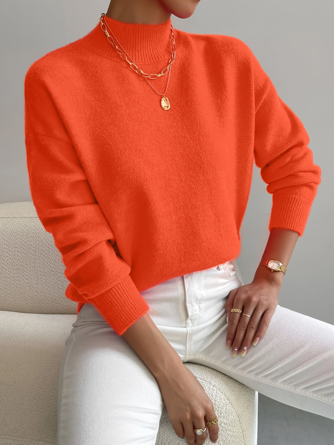 Petra | Mock Neck Drop Shoulder Sweater