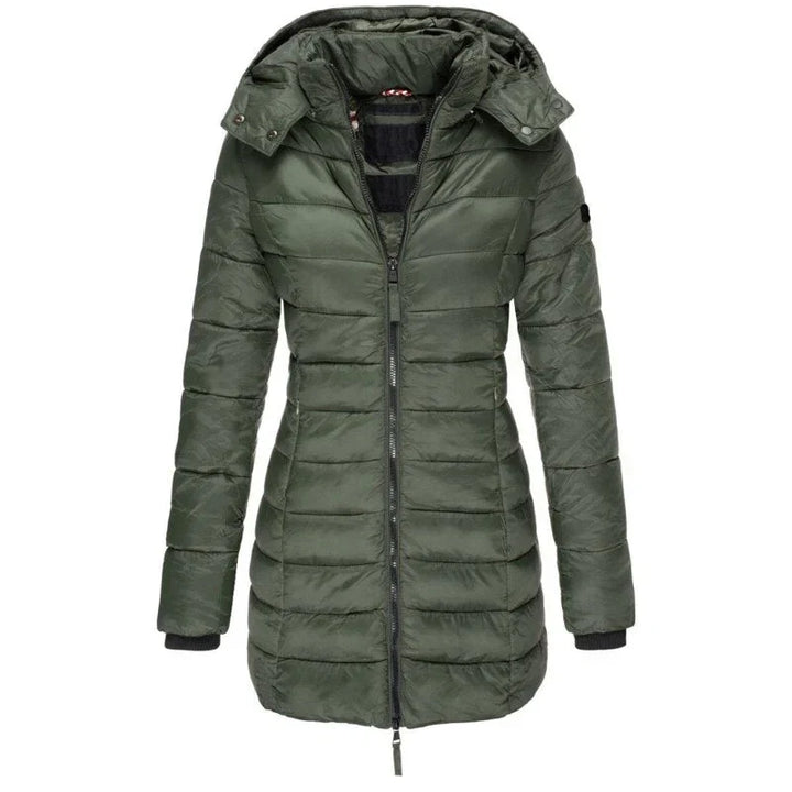 Women's Hooded Puffer Jacket Zip Long Sleeve Insulated Winter Outerwear
