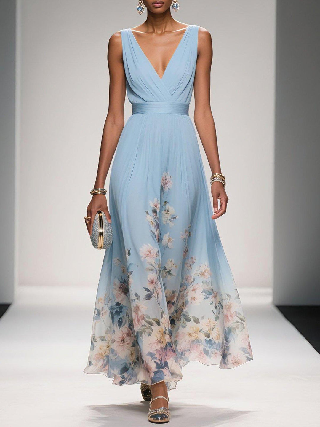 Gleamond | Floral Maxi Dress
