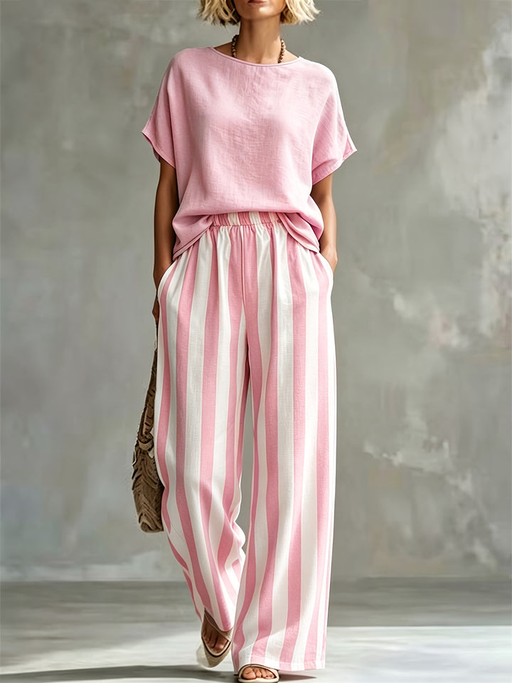Marnie | Round Neck Linen-Look Set