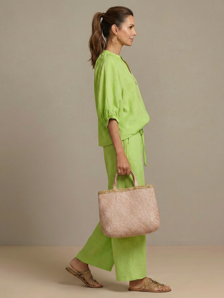 Natalia | Top Blouson with Zip and Wide Leg Trousers