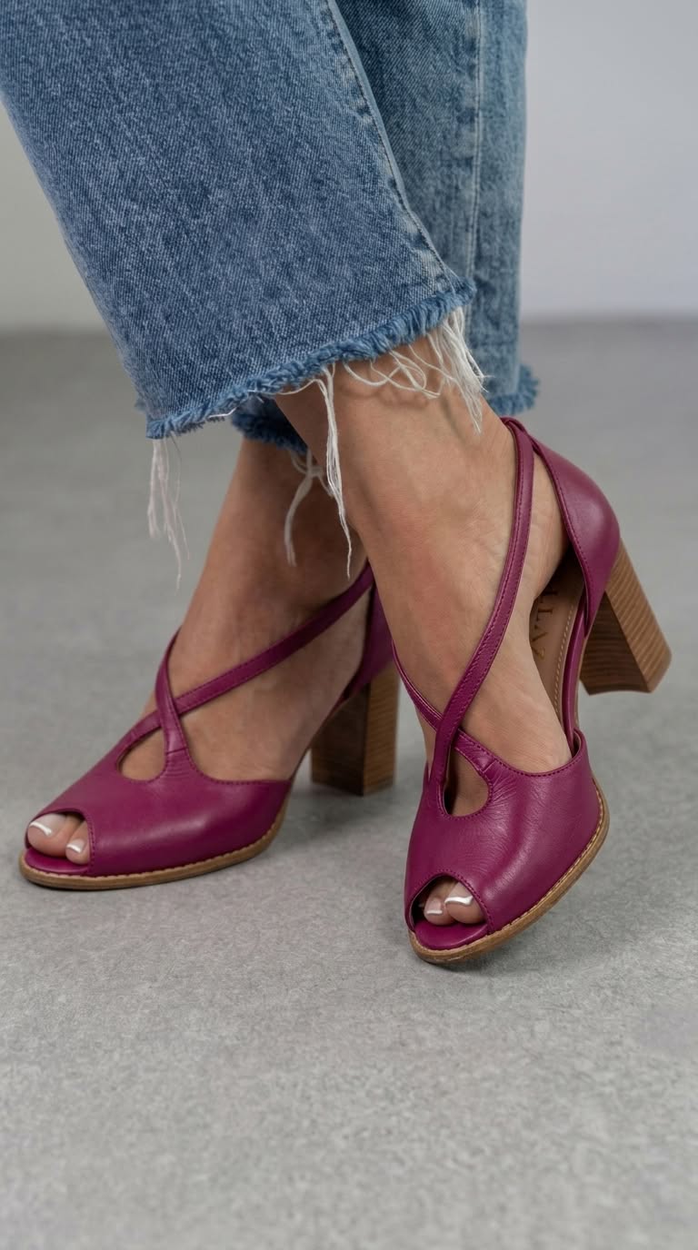 Elegant Pink Powder and Pink Open-Toe Sandals with Crossed Straps and Block Heel