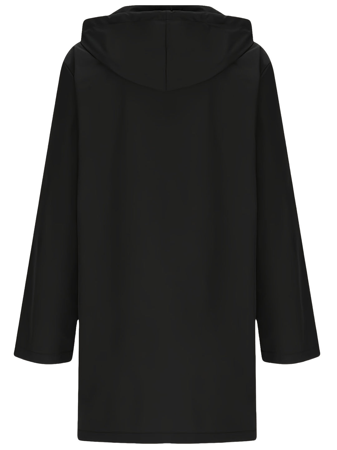 Black hooded windproof parka coat with full sleeves and hood