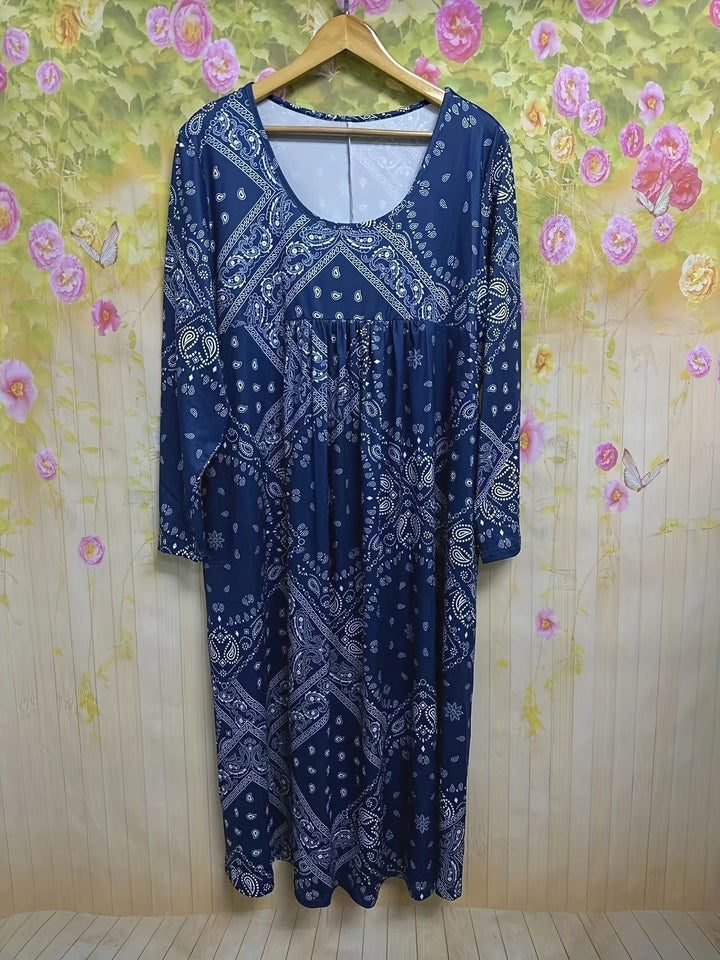 ELOWEN | CASUAL MIDI DRESS WITH LONG SLEEVES