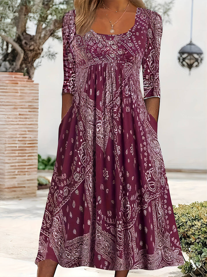 ELOWEN | CASUAL MIDI DRESS WITH LONG SLEEVES