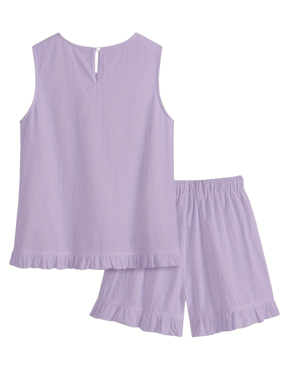 Loose Openwork Top and Ruffle Shorts Set