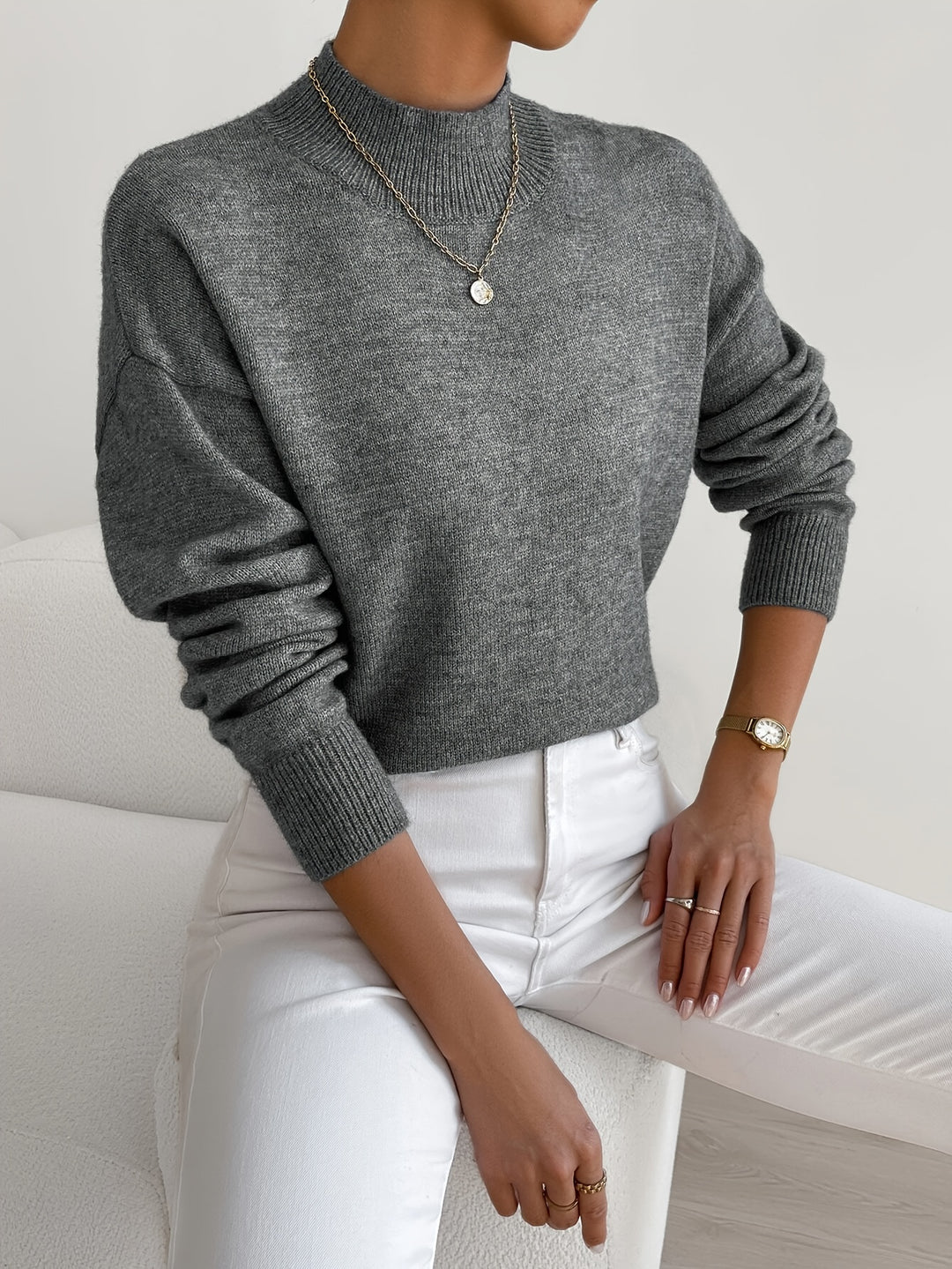 Petra | Mock Neck Drop Shoulder Sweater