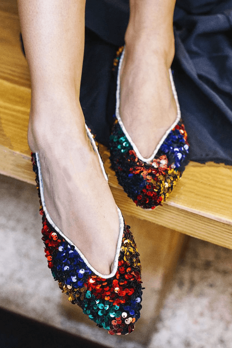 Multicoloured Slip-On Ballerinas with V-Neck [Pre-Order]