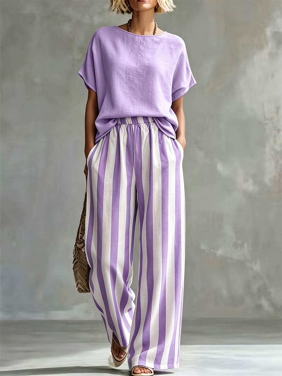 Marnie | Round Neck Linen-Look Set