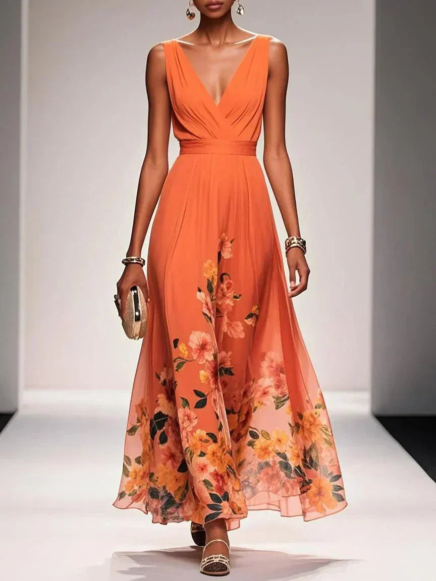 Gleamond | Floral Maxi Dress