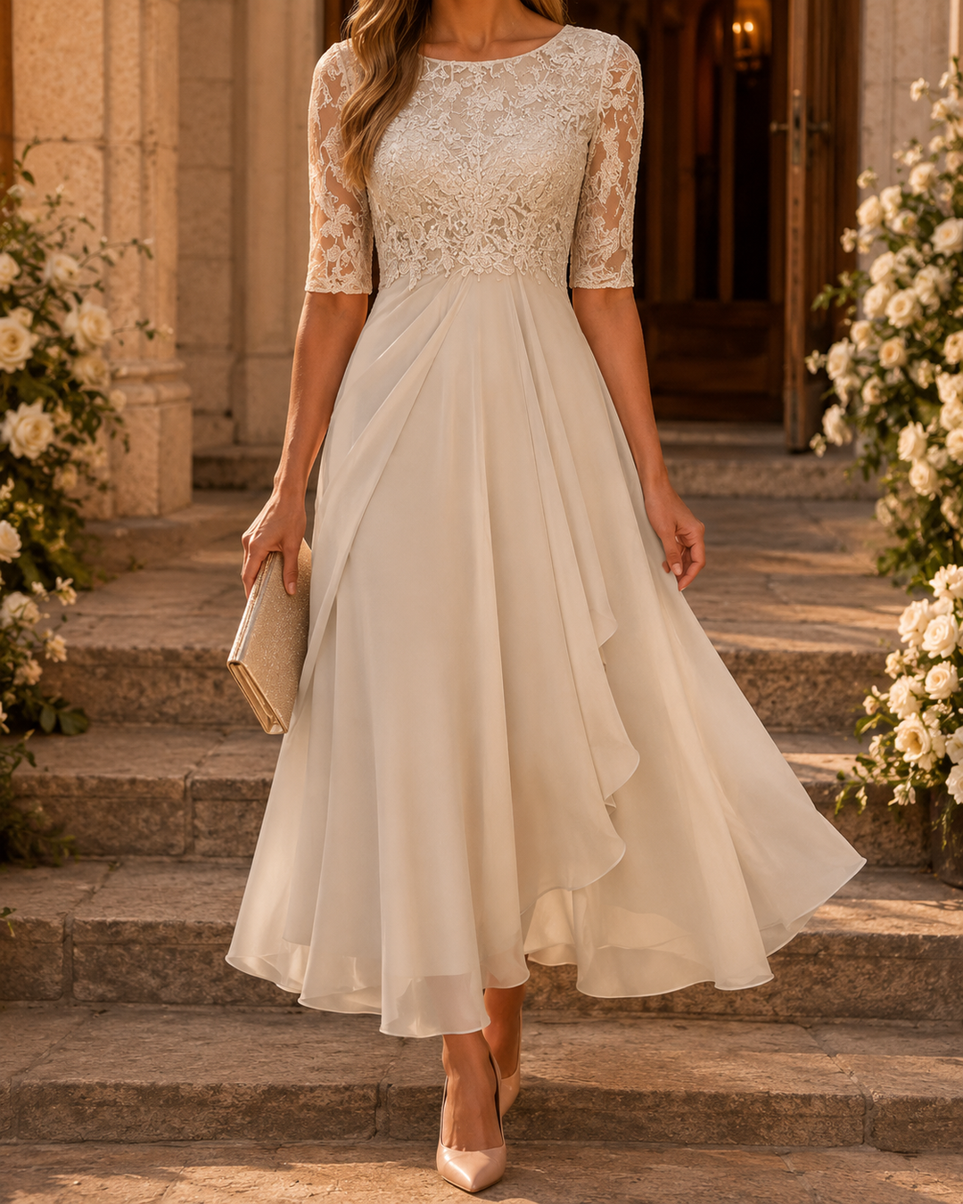 Rosa – The Flattering Lace Midi Dress