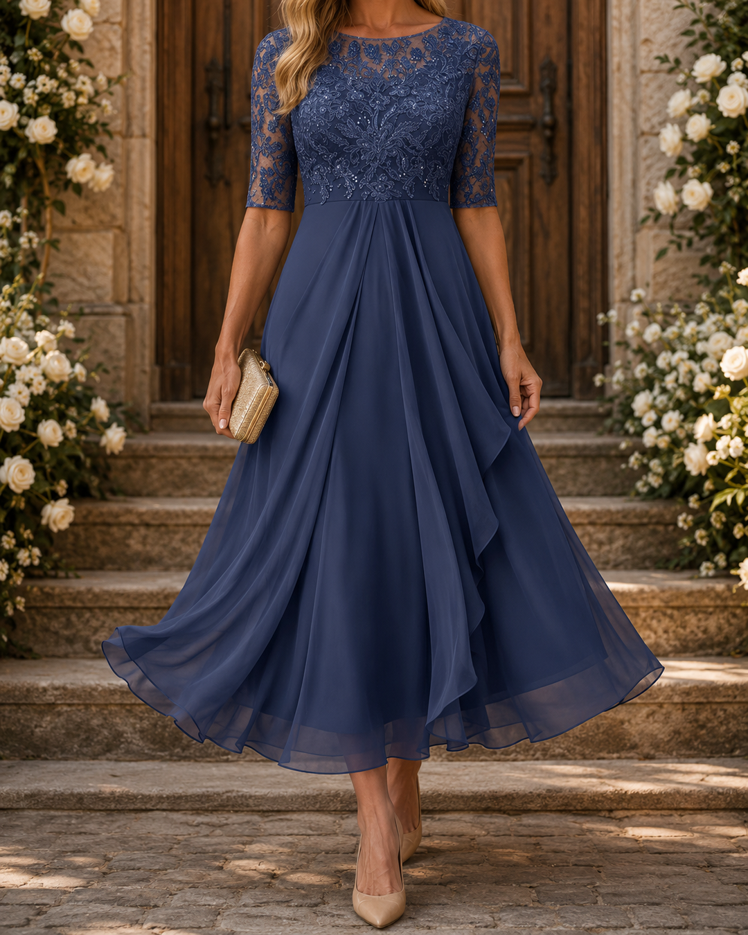 Rosa – The Flattering Lace Midi Dress