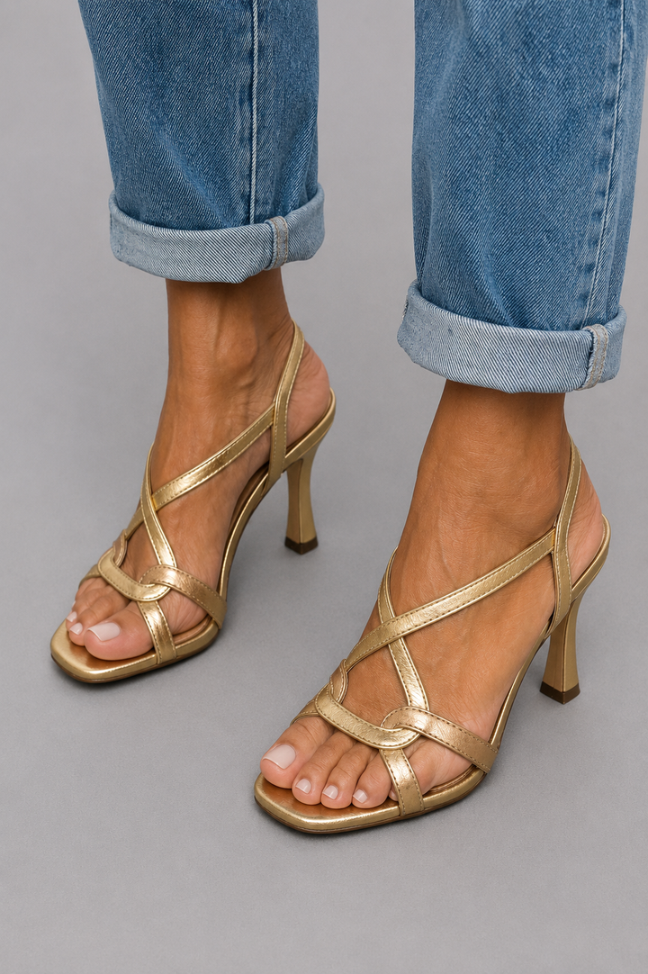Cassandra | Gold Heeled Shoes for Women