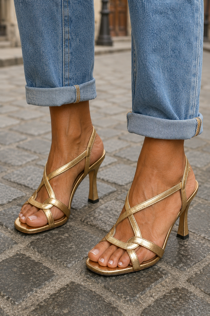 Cassandra | Gold Heeled Shoes for Women