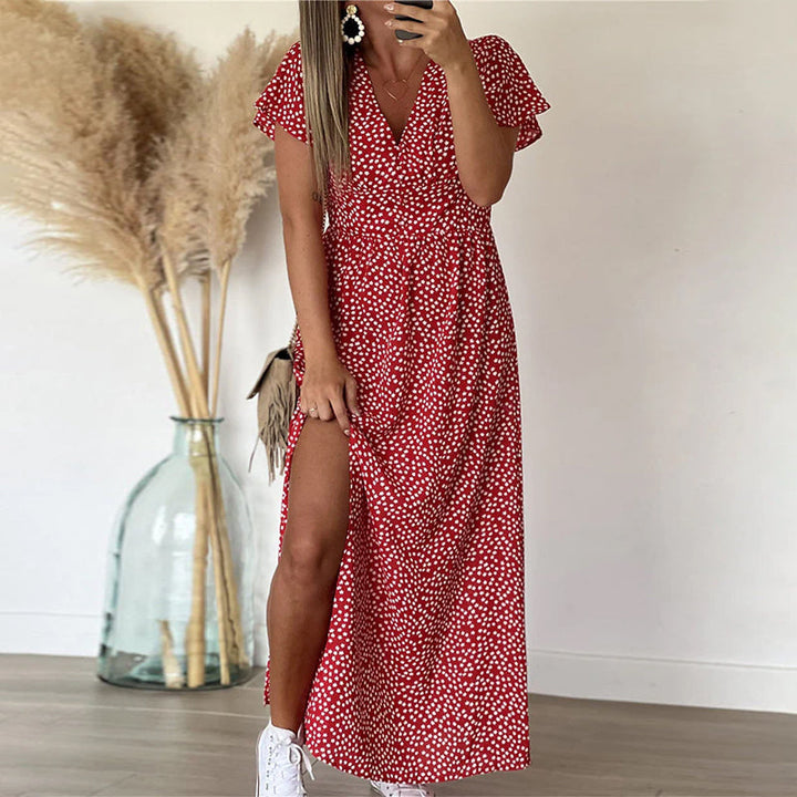 Tessa | Long Printed Dress with V-Neck